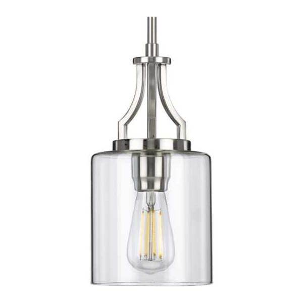 1 Light Brushed Nickel Clear Glass Shade Mini Pendant Light Fixture 1