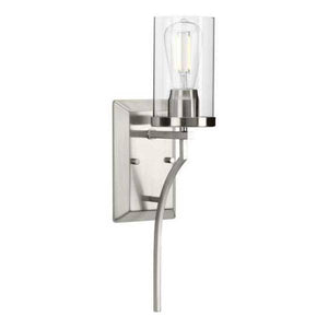 1 Light 120 volt Brushed Nickel Vanity Clear Glass Light Fixture 1