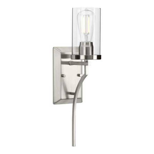1 Light 120 volt Brushed Nickel Vanity Clear Glass Light Fixture 1