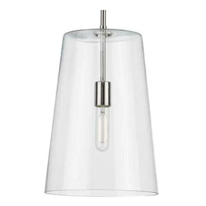 1 Light Polished Nickel Clear Glass Cylindrical Shade Pendant Light Fixture 1