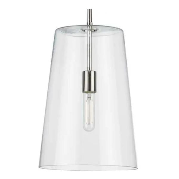 1 Light Polished Nickel Clear Glass Cylindrical Shade Pendant Light Fixture 1