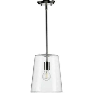 1 Light Polished Nickel Clear Glass Cylindrical Shade Pendant Light Fixture 2