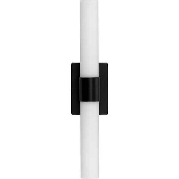 22" 36 watt 120 volt 3000K Matte Black White Glass Shade Dimmable Vanity Light 3