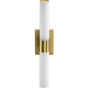 22" 36 watt 120 volt 3000K Satin Brass White Glass Shade Dimmable Vanity Light 3