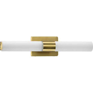 22" 36 watt 120 volt 3000K Satin Brass White Glass Shade Dimmable Vanity Light 1