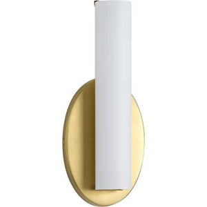 16 watt 120 volt 3000K Satin Brass Etched Opal Glass Dimmable LED Wall Sconce 1