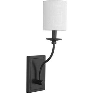 1 Light 120 volt Matte Black Vanity Linen Fabric Shade Light Fixture 1