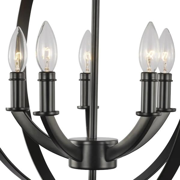 5 Light Black Sphere Pendant Equinox Collection Light Fixture 2