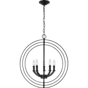 5 Light Black Sphere Pendant Equinox Collection Light Fixture 4