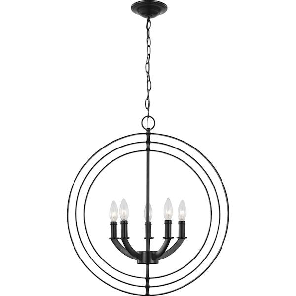 5 Light Black Sphere Pendant Equinox Collection Light Fixture 4