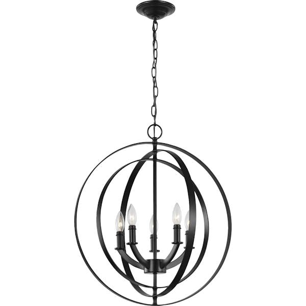 5 Light Black Sphere Pendant Equinox Collection Light Fixture 5