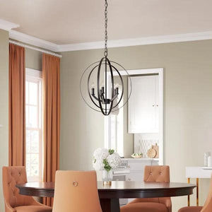 5 Light Black Sphere Pendant Equinox Collection Light Fixture 6