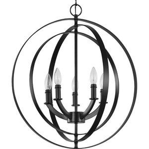 5 Light Black Sphere Pendant Equinox Collection Light Fixture 1