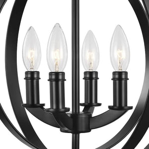 4 Light Black Sphere Pendant Equinox Collection Light Fixture 2