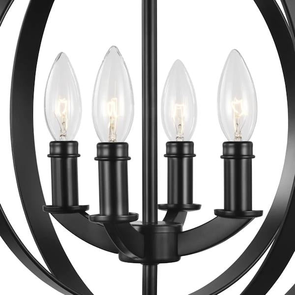 4 Light Black Sphere Pendant Equinox Collection Light Fixture 2
