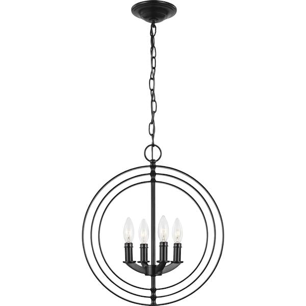 4 Light Black Sphere Pendant Equinox Collection Light Fixture 4