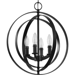 4 Light Black Sphere Pendant Equinox Collection Light Fixture 1