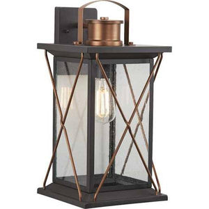1 Light Antique Bronze with Clear Seeded Glass Large Wall Light Fixture 1