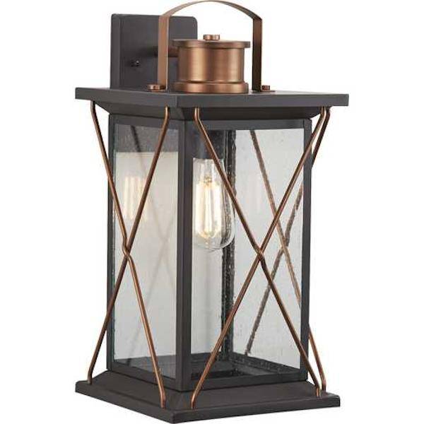 1 Light Antique Bronze with Clear Seeded Glass Large Wall Light Fixture 1