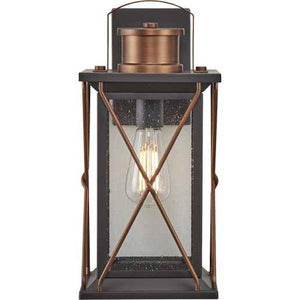 1 Light Antique Bronze with Clear Seeded Glass Medium Wall Light Fixture 2