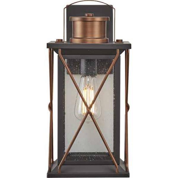 1 Light Antique Bronze with Clear Seeded Glass Medium Wall Light Fixture 2