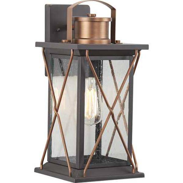1 Light Antique Bronze with Clear Seeded Glass Medium Wall Light Fixture 1