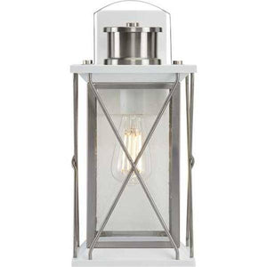 1 Light Stainless Steel with Clear Seeded Glass Medium Wall Light Fixture 2