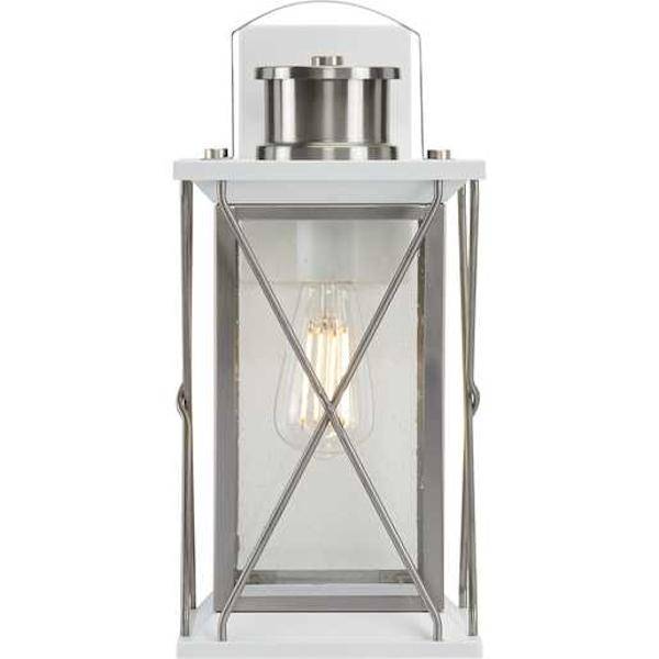 1 Light Stainless Steel with Clear Seeded Glass Medium Wall Light Fixture 2