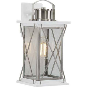1 Light Stainless Steel with Clear Seeded Glass Medium Wall Light Fixture 1
