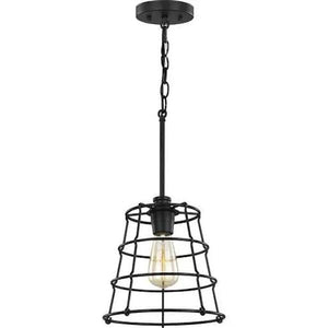 1 Light Matte Black Mini Urban Industrial Pendant Light Fixture 2