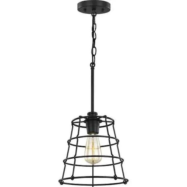 1 Light Matte Black Mini Urban Industrial Pendant Light Fixture 2
