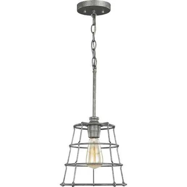 1 Light Galvanized Mini Urban Industrial Pendant Light Fixture 2