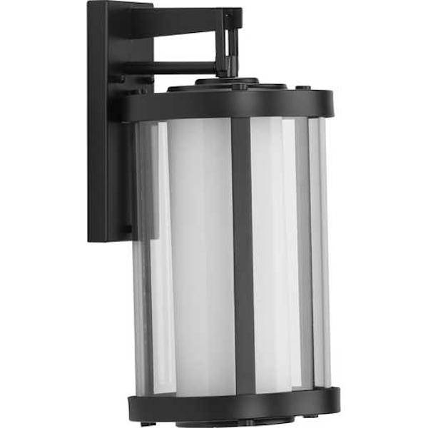 1 Light Black with Etched/Clear Glass Irondale Medium Wall Light Fixture 1