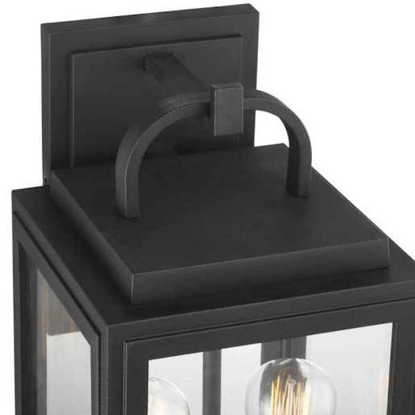 2 Light Black with Clear Glass Outdoor Grandbury Medium Wall Light Fixture 3