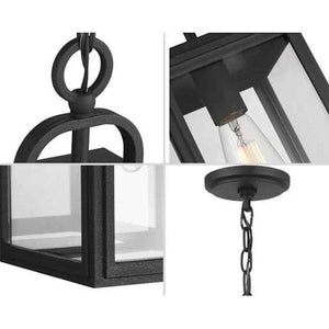 1 Light Black with Clear Glass Outdoor Grandbury Hanging Light Fixture 2