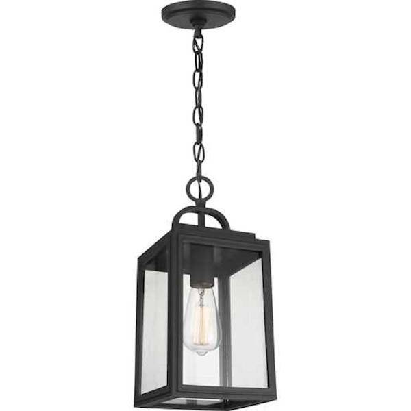 1 Light Black with Clear Glass Outdoor Grandbury Hanging Light Fixture 3