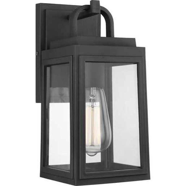 1 Light Black with Clear Glass Outdoor Grandbury Small Wall Light Fixture 1