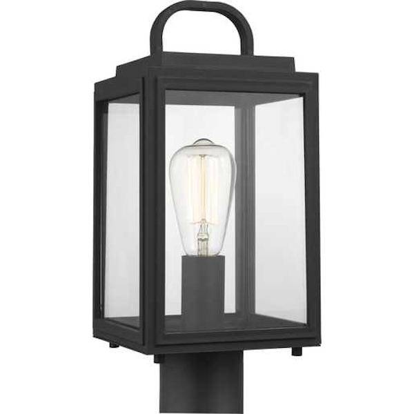 1 Light Black with Clear Glass Outdoor Grandbury Post Top Light Fixture 1