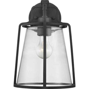 1 Light Black with Clear Glass Outdoor Benton Harbor Medium Wall Light Fixture 3