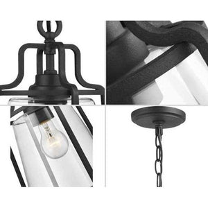 1 Light Black with Clear Glass DURASHIELD Hanging Lantern Light Fixture 2