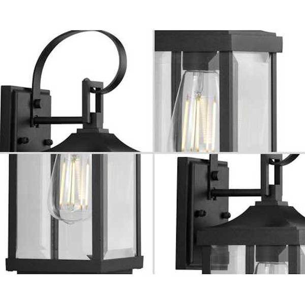 1 Light Black with Clear Beveled Glass Gibbes Street Wall Light Fixture 2