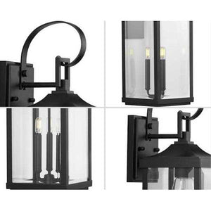 3 Light Black with Clear Beveled Large Glass Gibbes Street Wall Light Fixture 2