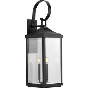 3 Light Black with Clear Beveled Large Glass Gibbes Street Wall Light Fixture 1
