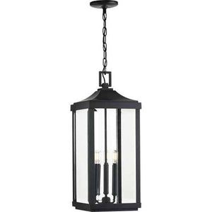 3 Light Black with Clear Beveled Glass Gibbes Street Hanging Light Fixture 2