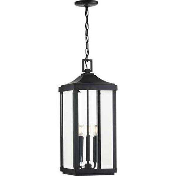 3 Light Black with Clear Beveled Glass Gibbes Street Hanging Light Fixture 2
