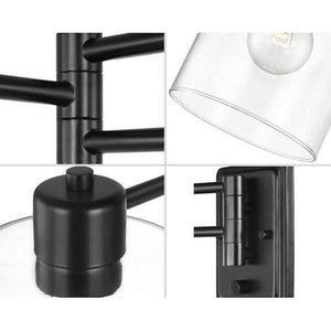 1 Light 120 volt Matte Black Vanity Clear Glass Swing Arm Light Fixture 2