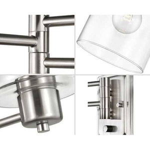 1 Light 120 volt Brushed Nickel Vanity Clear Glass Swing Arm Light Fixture 2