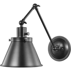 1 Light 120 volt Matte Black Steel Shade Swing Arm Light Fixture 1