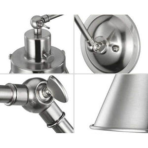 1 Light 120 volt Brushed Nickel Steel Shade Swing Arm Light Fixture 2