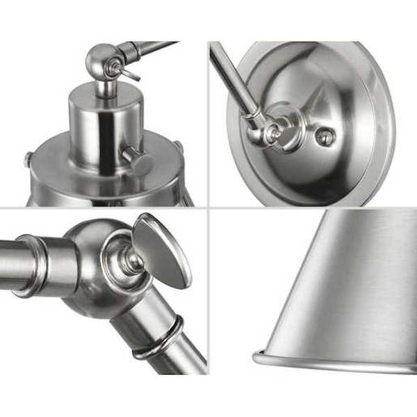 1 Light 120 volt Brushed Nickel Steel Shade Swing Arm Light Fixture 2